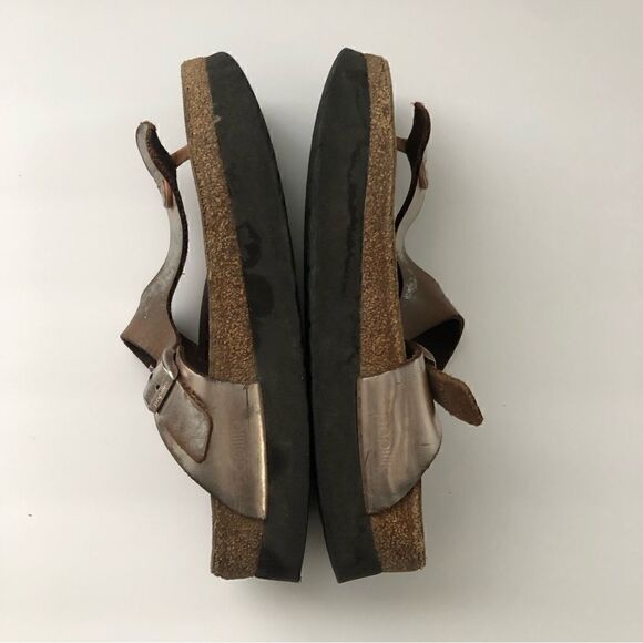 Birkenstock Papillio Gizeh style sandals silver and brown women’s size 40 - Picture 5 of 12